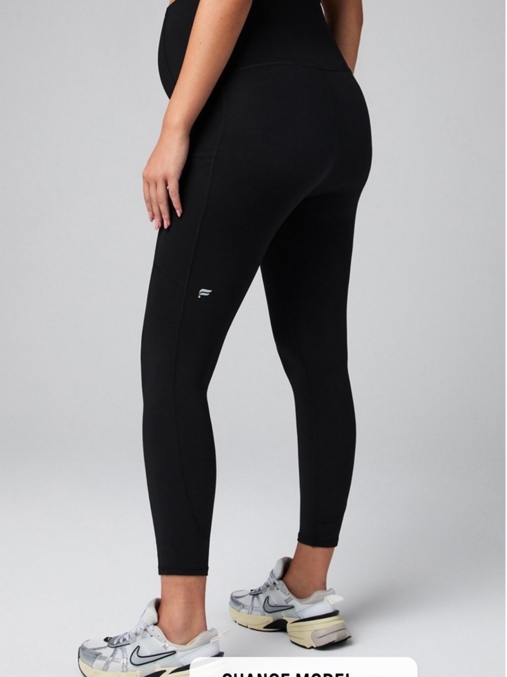 Fabletics Pureluxe Black High-Rise Maternity Leggings 7/8 length
